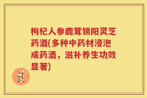 枸杞人参鹿茸锁阳灵芝药酒(多种中药材浸泡成药酒，滋补养生功效显著)