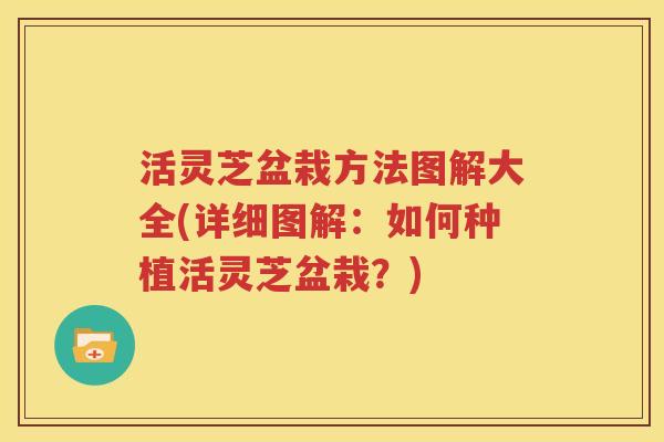 活灵芝盆栽方法图解大全(详细图解：如何种植活灵芝盆栽？)