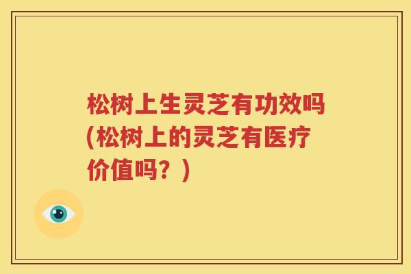 松树上生灵芝有功效吗(松树上的灵芝有医疗价值吗？)