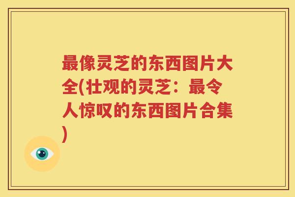 最像灵芝的东西图片大全(壮观的灵芝：最令人惊叹的东西图片合集)