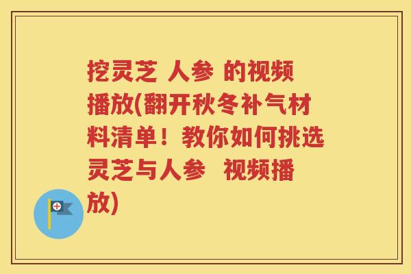 挖灵芝 人参 的视频播放(翻开秋冬补气材料清单！教你如何挑选灵芝与人参  视频播放)