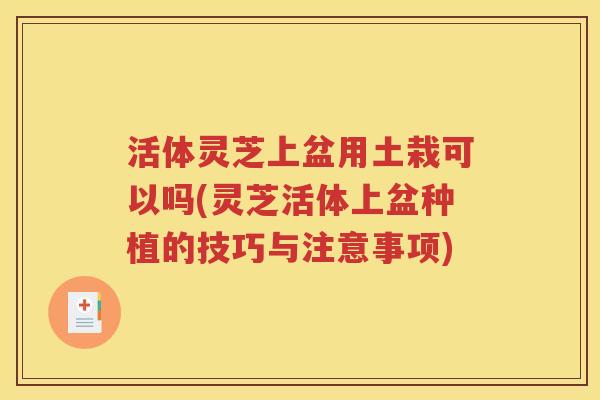 活体灵芝上盆用土栽可以吗(灵芝活体上盆种植的技巧与注意事项)