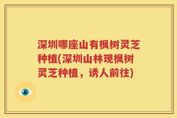 深圳哪座山有枫树灵芝种植(深圳山林现枫树灵芝种植，诱人前往)