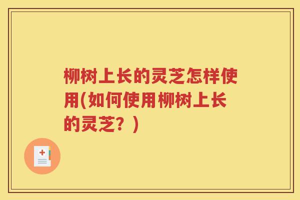 柳树上长的灵芝怎样使用(如何使用柳树上长的灵芝？)
