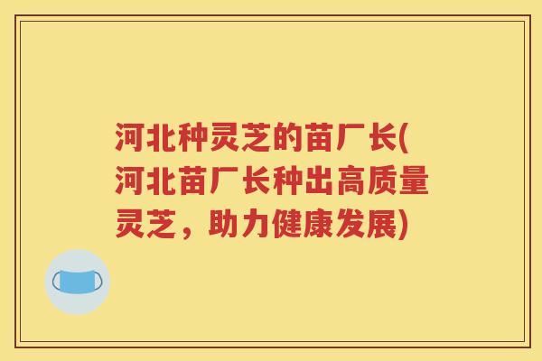 河北种灵芝的苗厂长(河北苗厂长种出高质量灵芝，助力健康发展)