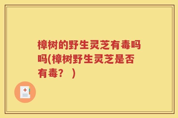 樟树的野生灵芝有毒吗吗(樟树野生灵芝是否有毒？ )