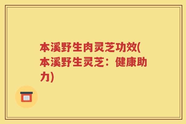 本溪野生肉灵芝功效(本溪野生灵芝：健康助力)