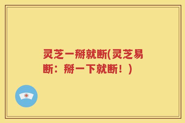灵芝一掰就断(灵芝易断：掰一下就断！)