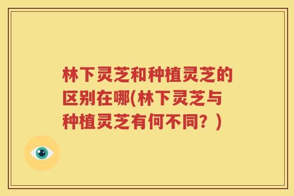 林下灵芝和种植灵芝的区别在哪(林下灵芝与种植灵芝有何不同？)