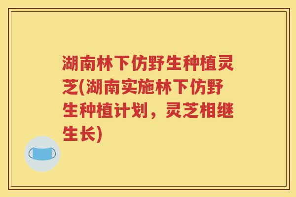 湖南林下仿野生种植灵芝(湖南实施林下仿野生种植计划，灵芝相继生长)