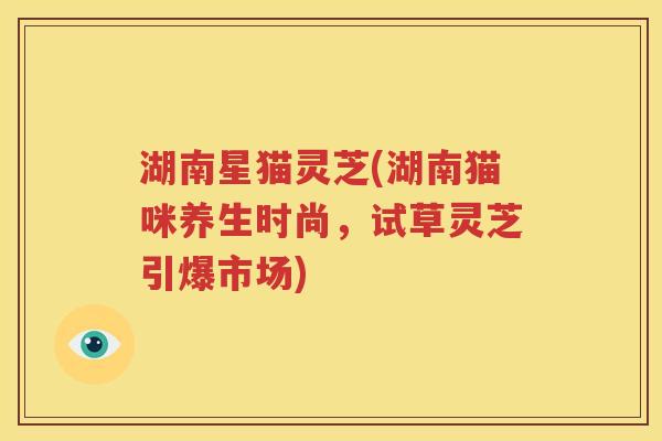 湖南星猫灵芝(湖南猫咪养生时尚，试草灵芝引爆市场)