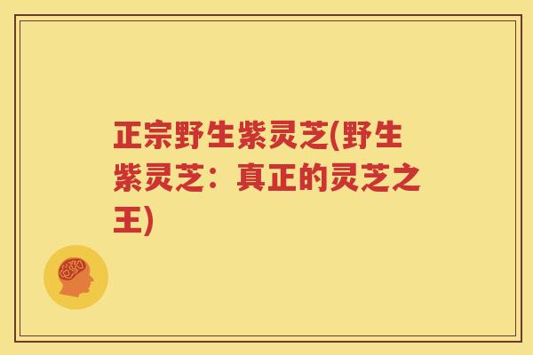 正宗野生紫灵芝(野生紫灵芝：真正的灵芝之王)