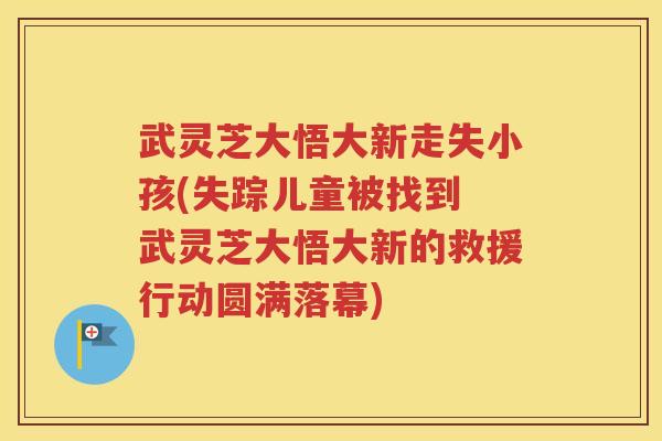武灵芝大悟大新走失小孩(失踪儿童被找到 武灵芝大悟大新的救援行动圆满落幕)