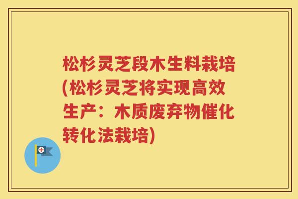 松杉灵芝段木生料栽培(松杉灵芝将实现高效生产：木质废弃物催化转化法栽培)