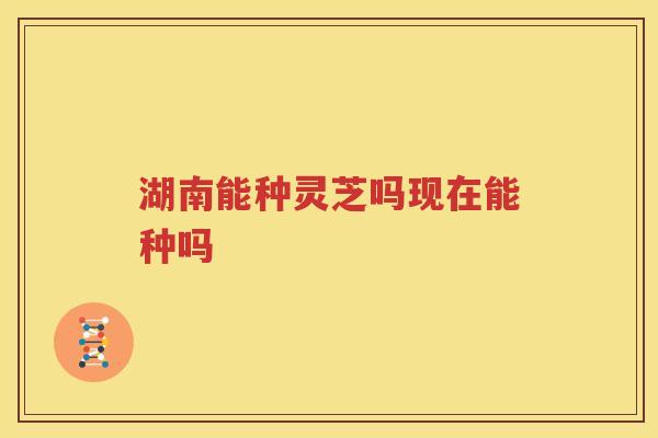 湖南能种灵芝吗现在能种吗