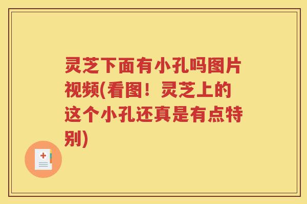 灵芝下面有小孔吗图片视频(看图！灵芝上的这个小孔还真是有点特别)