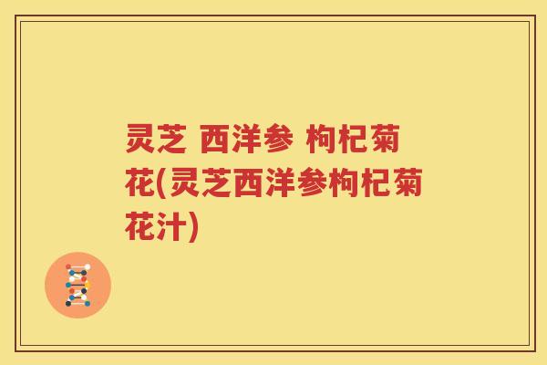 灵芝 西洋参 枸杞菊花(灵芝西洋参枸杞菊花汁)
