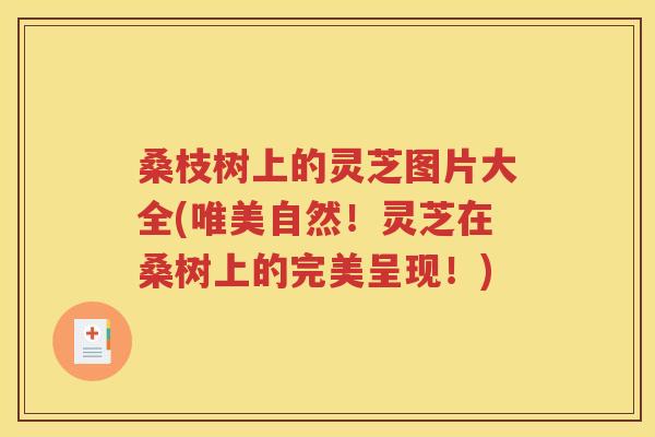 桑枝树上的灵芝图片大全(唯美自然！灵芝在桑树上的完美呈现！)
