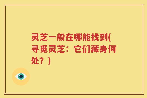 灵芝一般在哪能找到(寻觅灵芝：它们藏身何处？)
