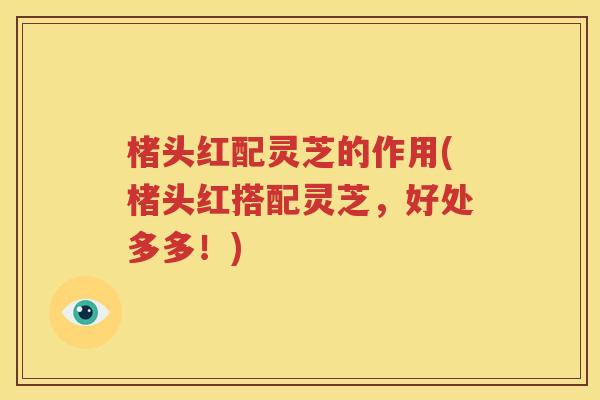 楮头红配灵芝的作用(楮头红搭配灵芝，好处多多！)