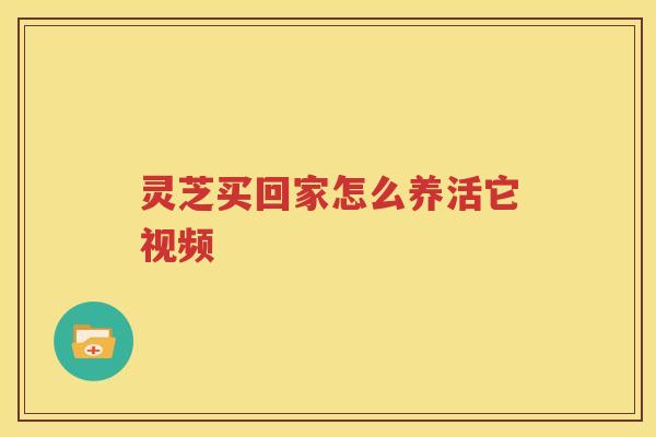 灵芝买回家怎么养活它视频