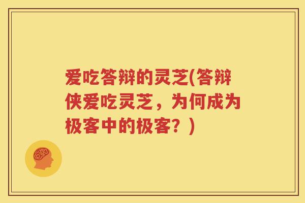 爱吃答辩的灵芝(答辩侠爱吃灵芝，为何成为极客中的极客？)