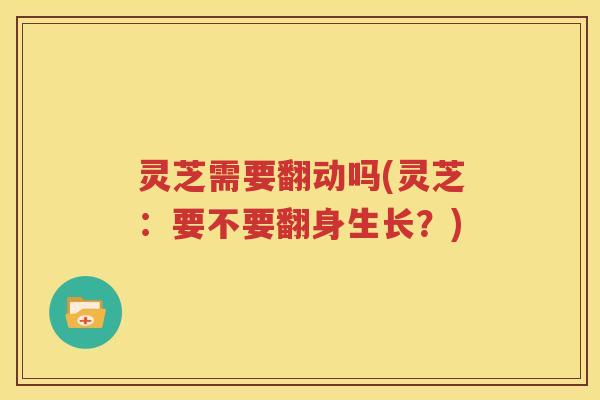 灵芝需要翻动吗(灵芝：要不要翻身生长？)