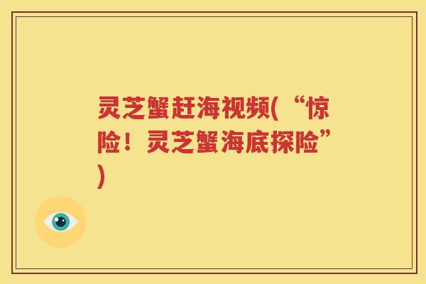 灵芝蟹赶海视频(“惊险！灵芝蟹海底探险”)