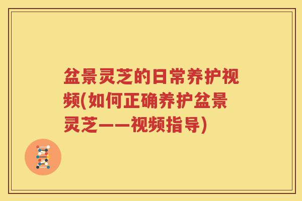 盆景灵芝的日常养护视频(如何正确养护盆景灵芝——视频指导)