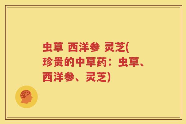 虫草 西洋参 灵芝(珍贵的中草药：虫草、西洋参、灵芝)