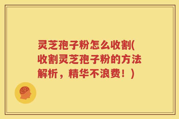 灵芝孢子粉怎么收割(收割灵芝孢子粉的方法解析，精华不浪费！)