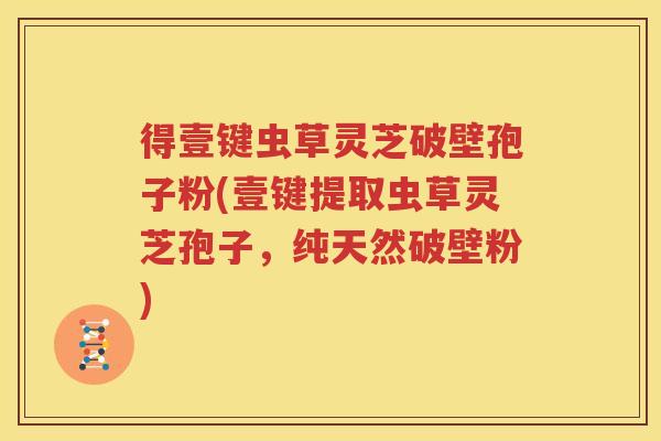 得壹键虫草灵芝破壁孢子粉(壹键提取虫草灵芝孢子，纯天然破壁粉)