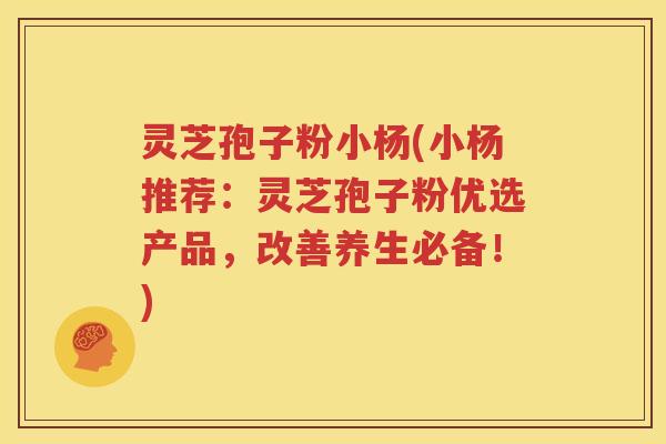 灵芝孢子粉小杨(小杨推荐：灵芝孢子粉优选产品，改善养生必备！)