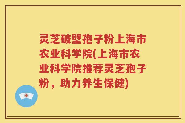 灵芝破壁孢子粉上海市农业科学院(上海市农业科学院推荐灵芝孢子粉，助力养生保健)