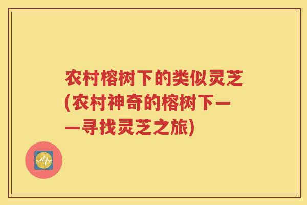 农村榕树下的类似灵芝(农村神奇的榕树下——寻找灵芝之旅)
