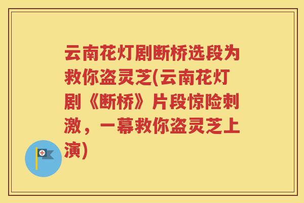 云南花灯剧断桥选段为救你盗灵芝(云南花灯剧《断桥》片段惊险刺激，一幕救你盗灵芝上演)