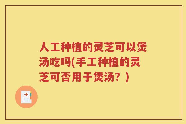 人工种植的灵芝可以煲汤吃吗(手工种植的灵芝可否用于煲汤？)
