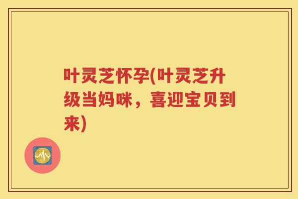 叶灵芝怀孕(叶灵芝升级当妈咪，喜迎宝贝到来)