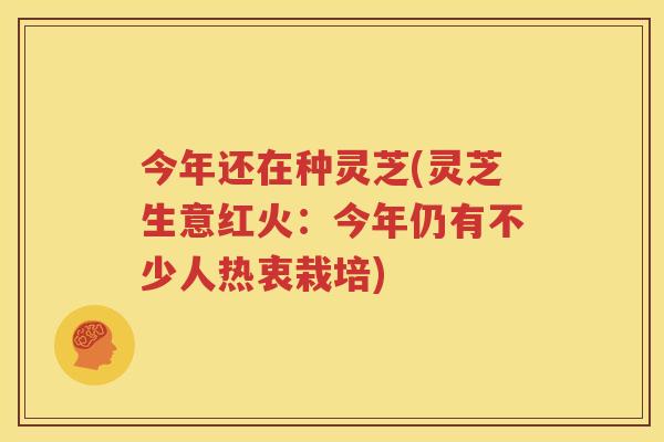 今年还在种灵芝(灵芝生意红火：今年仍有不少人热衷栽培)