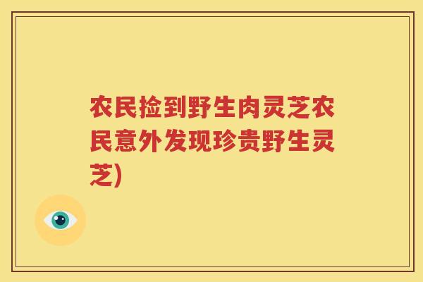 农民捡到野生肉灵芝农民意外发现珍贵野生灵芝)
