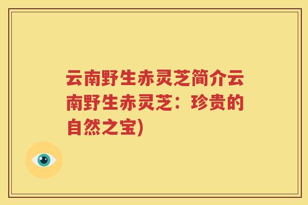云南野生赤灵芝简介云南野生赤灵芝：珍贵的自然之宝)