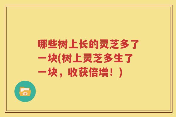 哪些树上长的灵芝多了一块(树上灵芝多生了一块，收获倍增！)