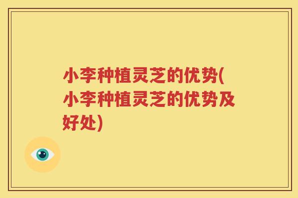 小李种植灵芝的优势(小李种植灵芝的优势及好处)