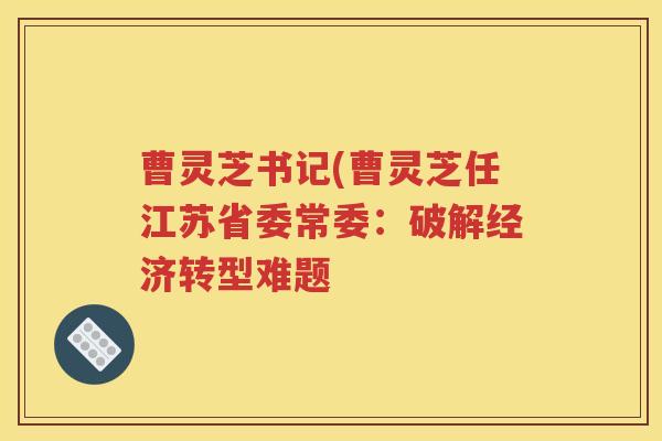 曹灵芝书记(曹灵芝任江苏省委常委：破解经济转型难题