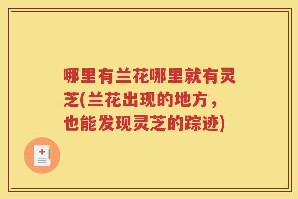 哪里有兰花哪里就有灵芝(兰花出现的地方，也能发现灵芝的踪迹)