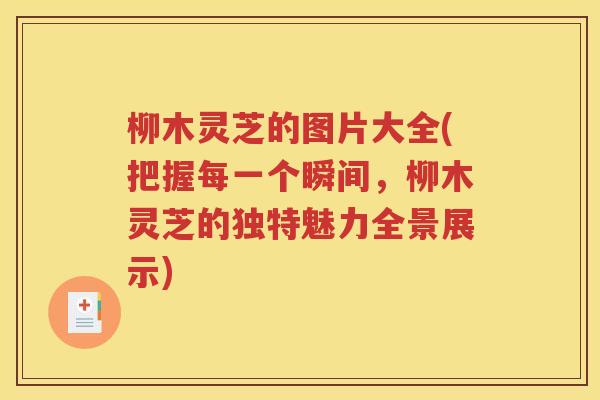 柳木灵芝的图片大全(把握每一个瞬间，柳木灵芝的独特魅力全景展示)