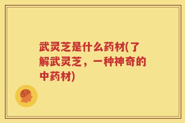 武灵芝是什么药材(了解武灵芝，一种神奇的中药材)
