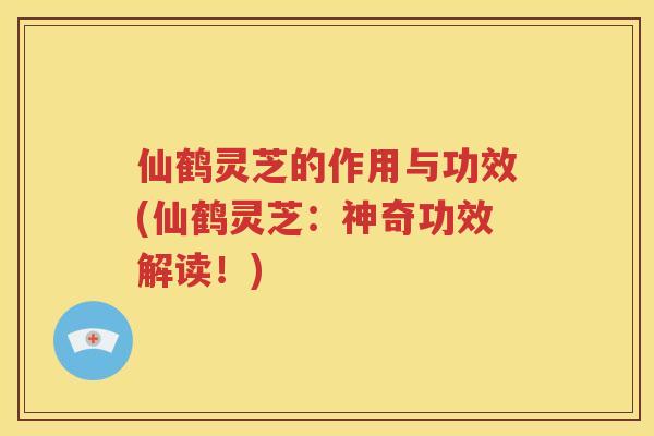 仙鹤灵芝的作用与功效(仙鹤灵芝：神奇功效解读！)