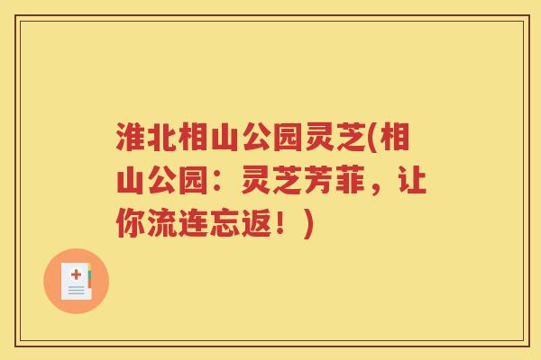 淮北相山公园灵芝(相山公园：灵芝芳菲，让你流连忘返！)