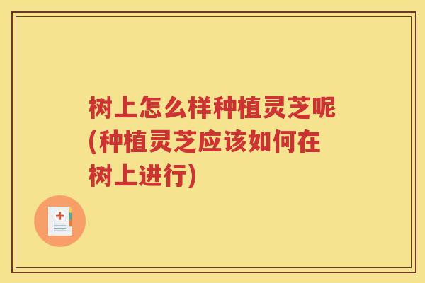 树上怎么样种植灵芝呢(种植灵芝应该如何在树上进行)